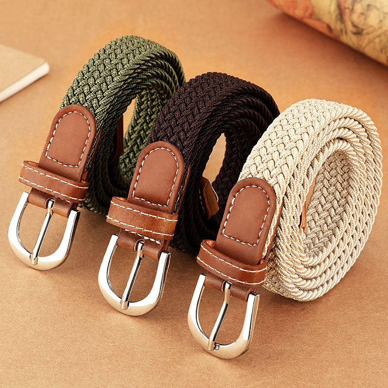 Ceinture élastique et tissée pour femme, polyvalente et décontractée, en denim, pour homme et femme