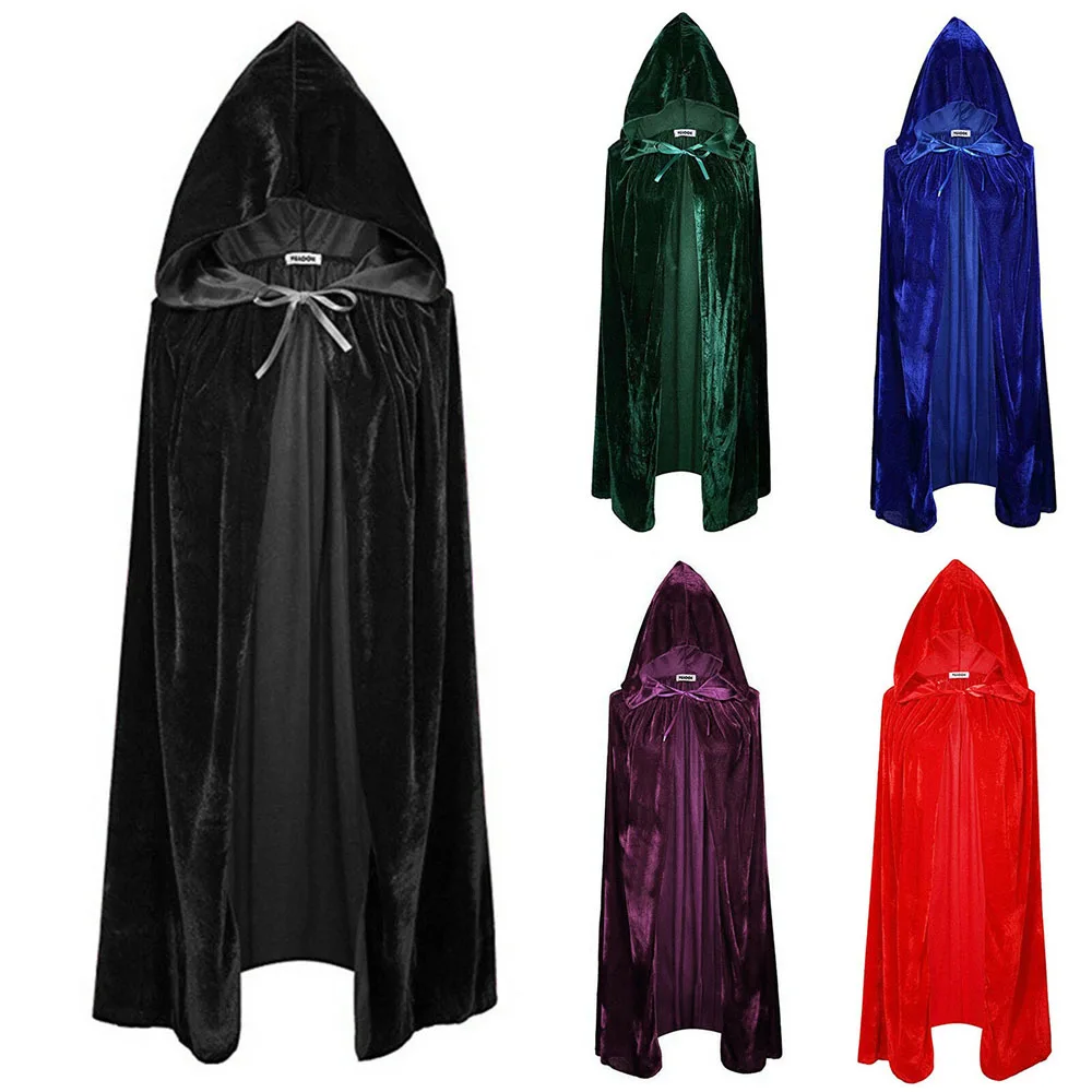 Costumes de cosplay gothiques à capuche pour hommes et femmes, Everak Witch, Vampires, Grim Reaper Capes, Velvet Robe, Rave Mask, Tim ade Party, Halloween