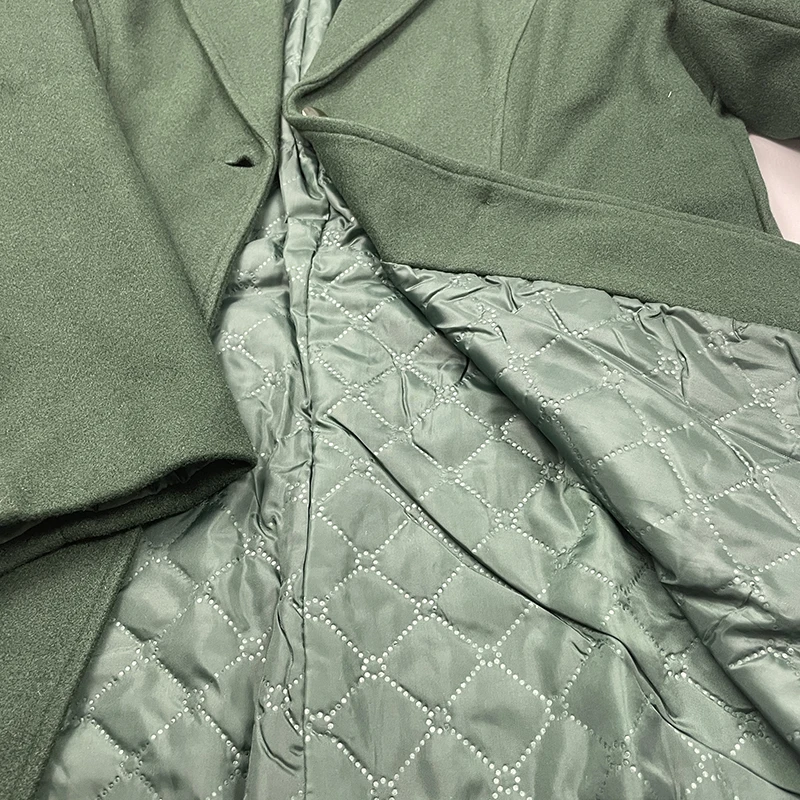 Veste en laine chaude matelassurera pour femme, coupe slim, mi-longue, tissu classique, élégant, mélange de laine, luxe, automne, hiver