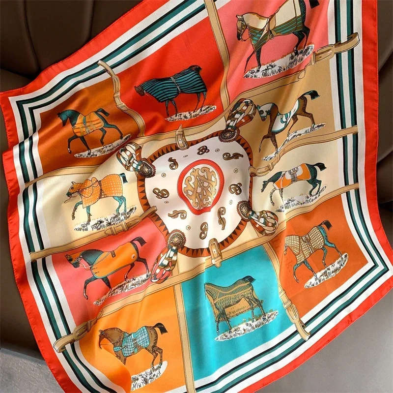 2025New 70*70 cm soie Satin cheveux écharpe femmes mouchoir imprimé femme tête carrée Bandana petit cou silencieux Hijab dame fille