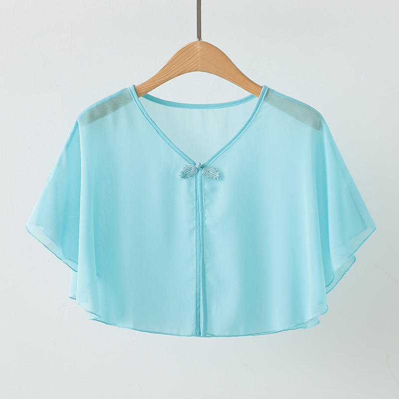 Petite écharpe en mousseline de soie pour femmes, robe d'été, coupe ample, gilet court, léger, Protection solaire, veste Cardigan, vêtements d'extérieur polyvalents