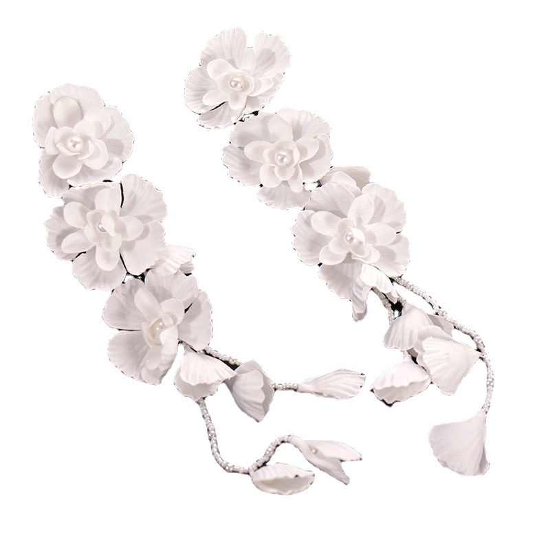Pince à Cheveux Élégante en Forme de Fleur Blanche pour Femme et Fille, Accessoire Capillaire, Fait à la Main, avec Perles, Exquis