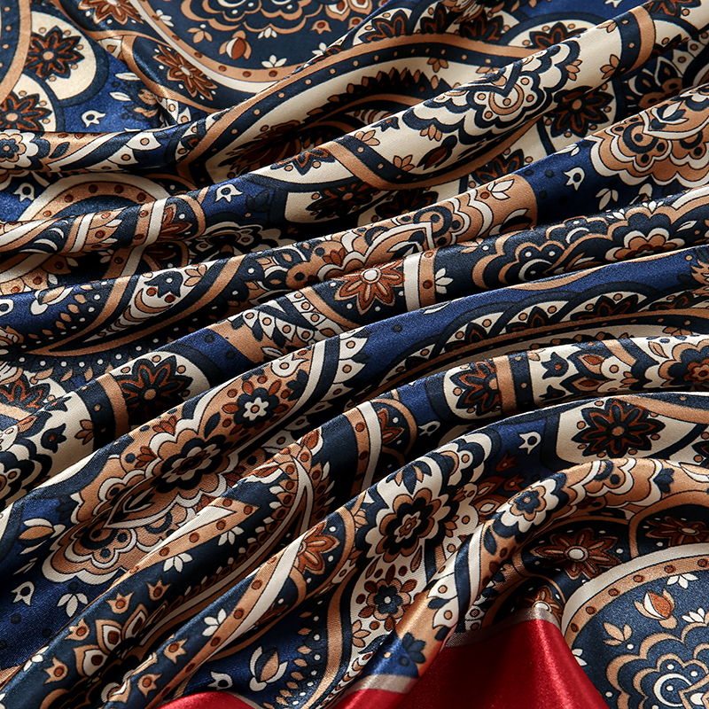 Foulards en soie de haute qualité 90x90cm, mouchoir imprimé à motifs de cajou, foulards carrés, Bandana en soie pour femmes, accessoires de sac