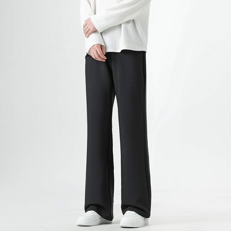 Pantalon de Costume Évasé Coréen pour Homme, Taille Élastique, Coupe Droite Ample, Couleur Unie, Idéal Bureau et Décontracté
