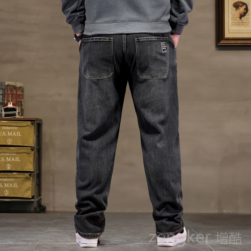 Jean grande taille homme ample droit automne homme haute élasticité père pantalon 44 46 48 jean pour homme 7XL 6XL 5XL 8XL