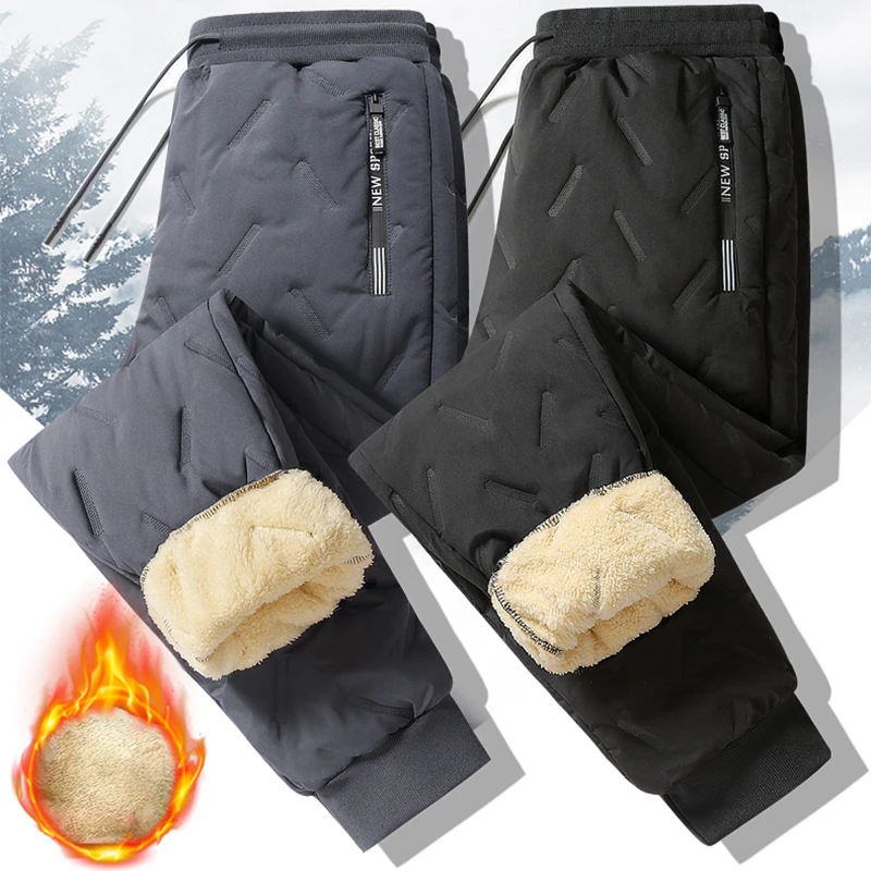 Vêtements de survêtement d'hiver pour hommes, pantalon de survêtement en polaire épaisse en laine d'agneau, pantalon thermique décontracté, imperméable, coupe-vent, en coton chaud