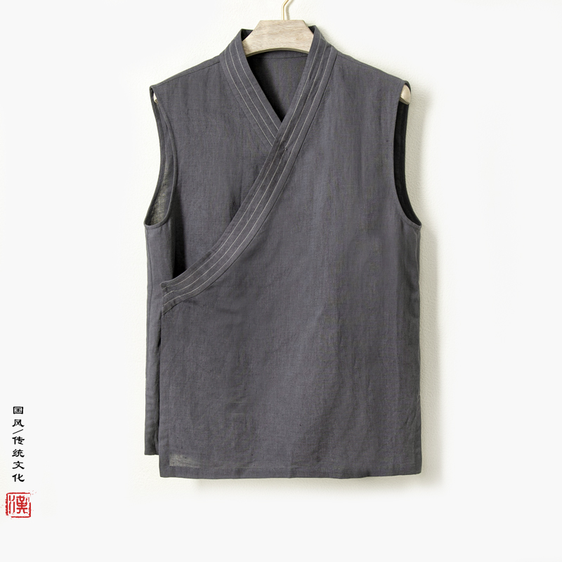 Vêtements traditionnels chinois d'été pour hommes, Hanfu GlaMen, FibTop en lin et coton, Kimono imbibé Tang, Cardigan pour hommes, Haut fendu, 2023