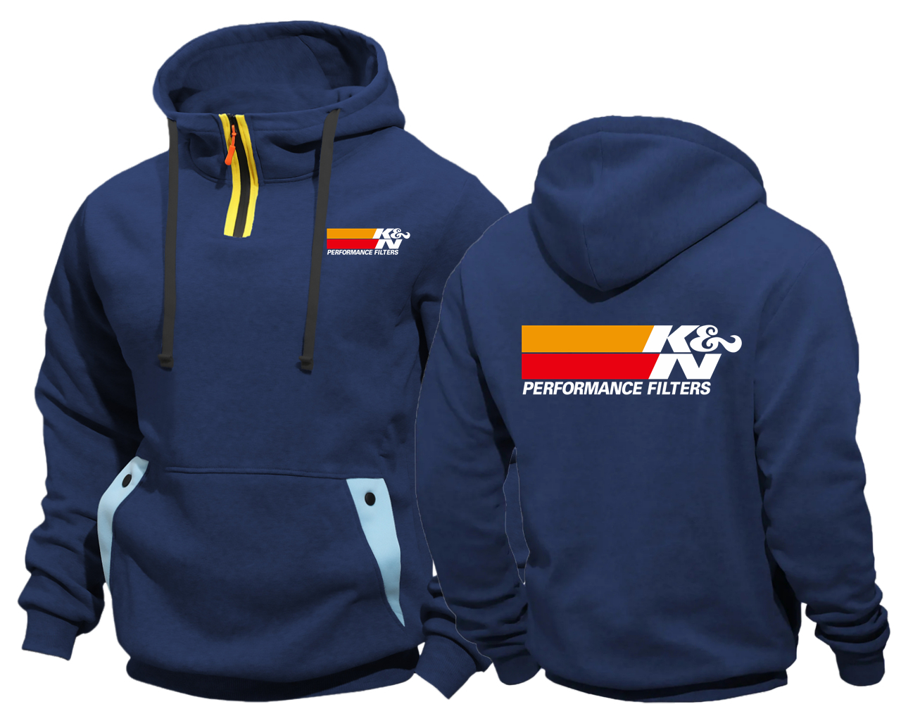 K & N haute Performance filtres à Air et à huile prises d'air Semi-Zip sweat à capuche hommes Streetwear mâle Vintage à capuche Clthoes