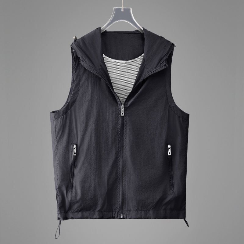 2025 été Protection solaire vêtements respirant gilet manteau femmes décontracté mince à capuche sans manches veste fermeture éclair gilet femme hauts