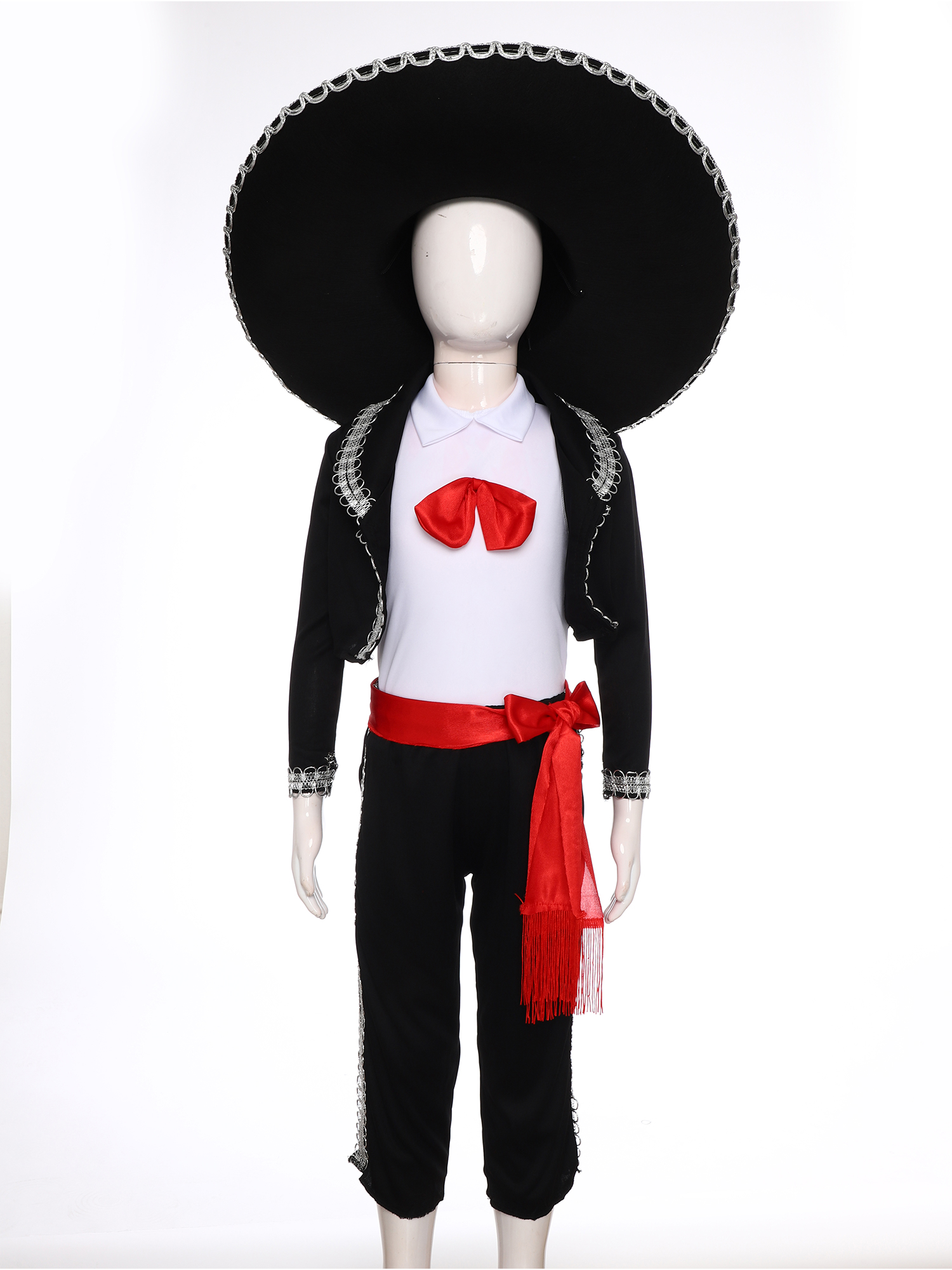 Costume traditionnel mexicain pour garçons, déguisement Mariachi pour Halloween, gilet, pantalon, veste, ceinture et chapeau, ensemble de Performance