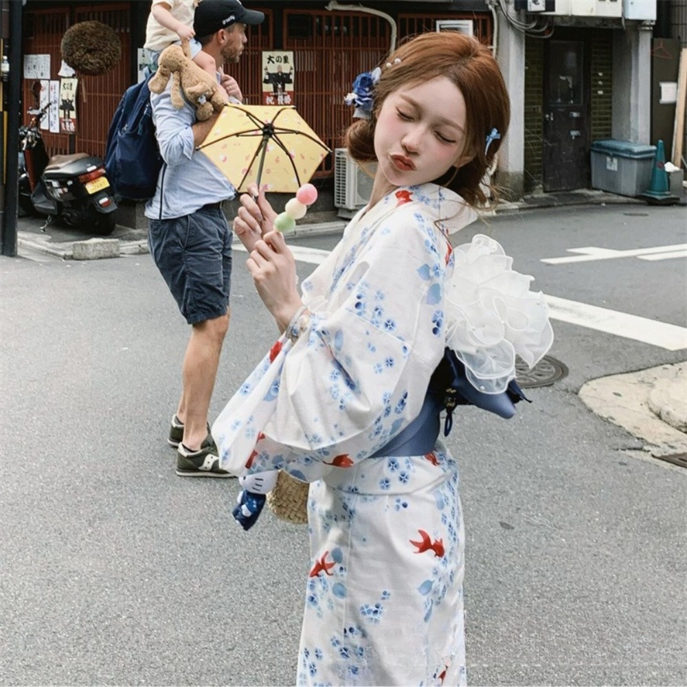 Robe Kimono Yukata japonaise améliorée, tenue rétro traditionnelle pour séance photo, vêtement élégant et ample pour femme, pour Halloween Cosplay