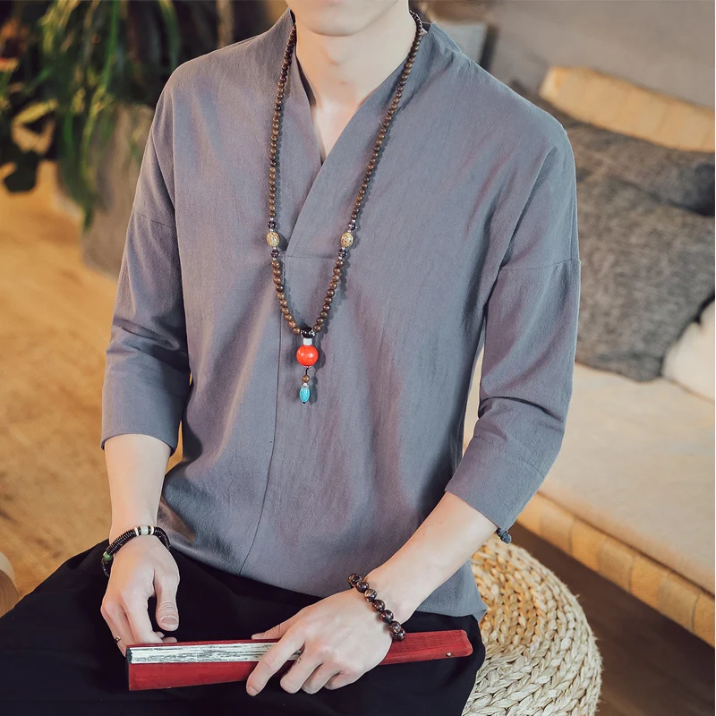 Kimono d'Été à Manches Courtes pour Homme, Vêtement en Coton et Lin Respirant, Style Japonais, Nouveauté