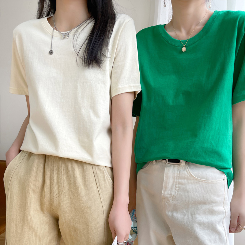 T-shirts pour femmes 2026 – Hauts décontractés en coton à manches courtes et col rond, style Harajuku coréen, pour l'été