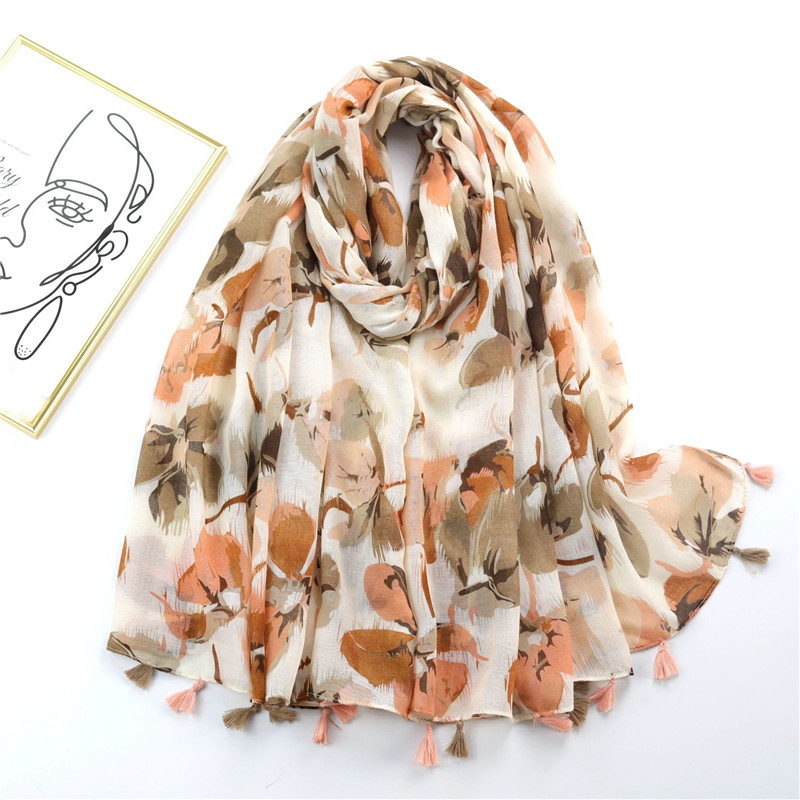 Automne mode encre peinture florale gland Viscose châle écharpe dame haute qualité Wrap Pashmina étole Bufandas musulman Hijab Sjaal