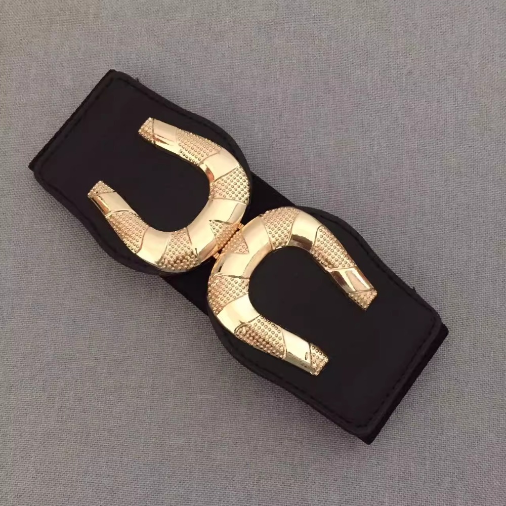 Ceinture pour femmes, taille élastique, large fermeture, robe de soirée, boucle en alliage