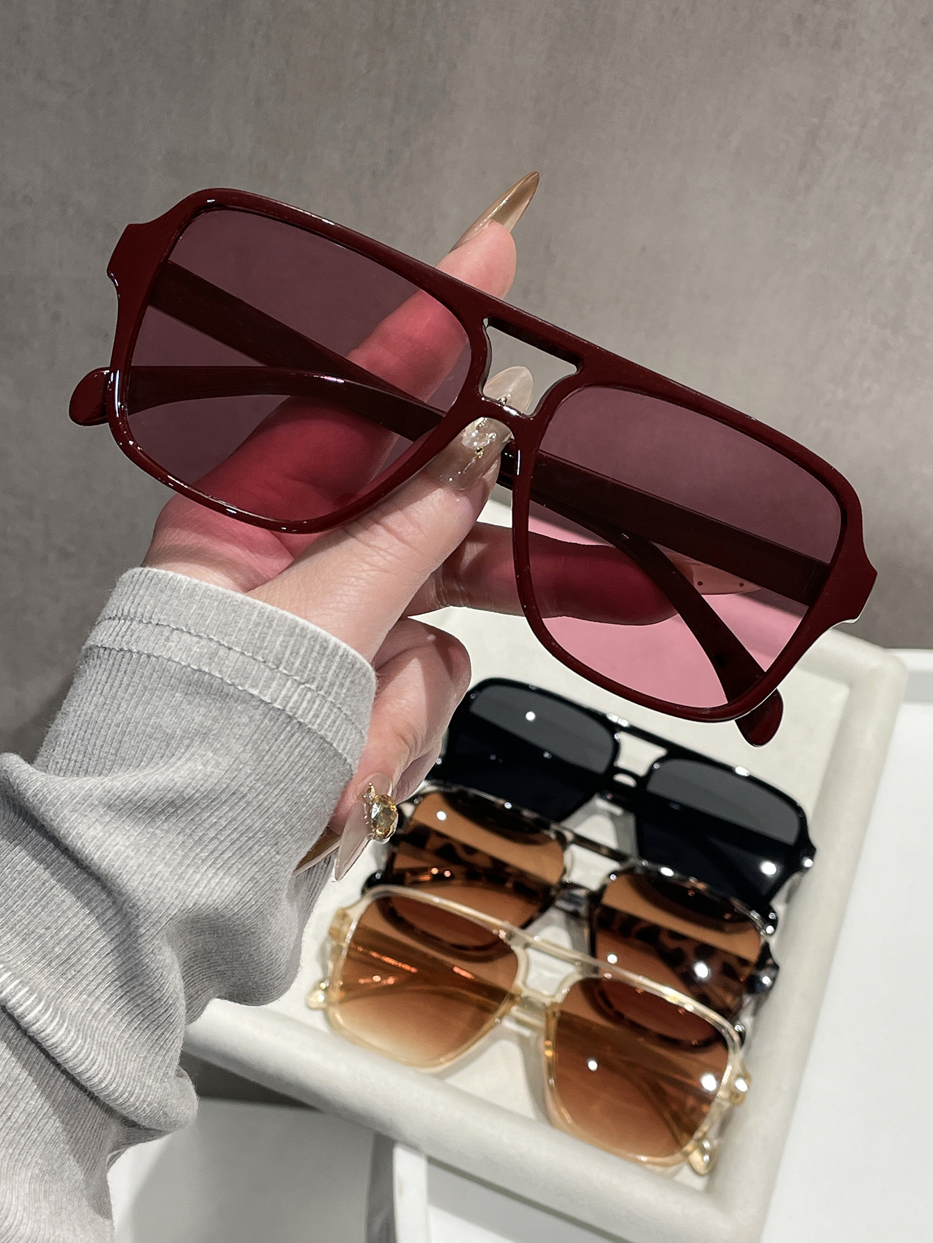 Lunettes de soleil classiques de pilote, 4 pièces, monture large, double pont, style vintage, unisexe, pour la conduite en extérieur et la protection solaire