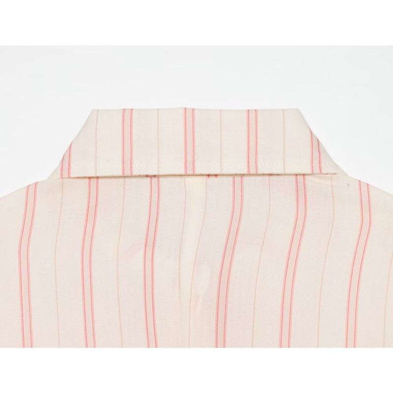 Chemisier rayé pour femme Nouvelle collection Printemps 2026 à manches longues, col en V, avec poche et décoration de nœud, coupe ample