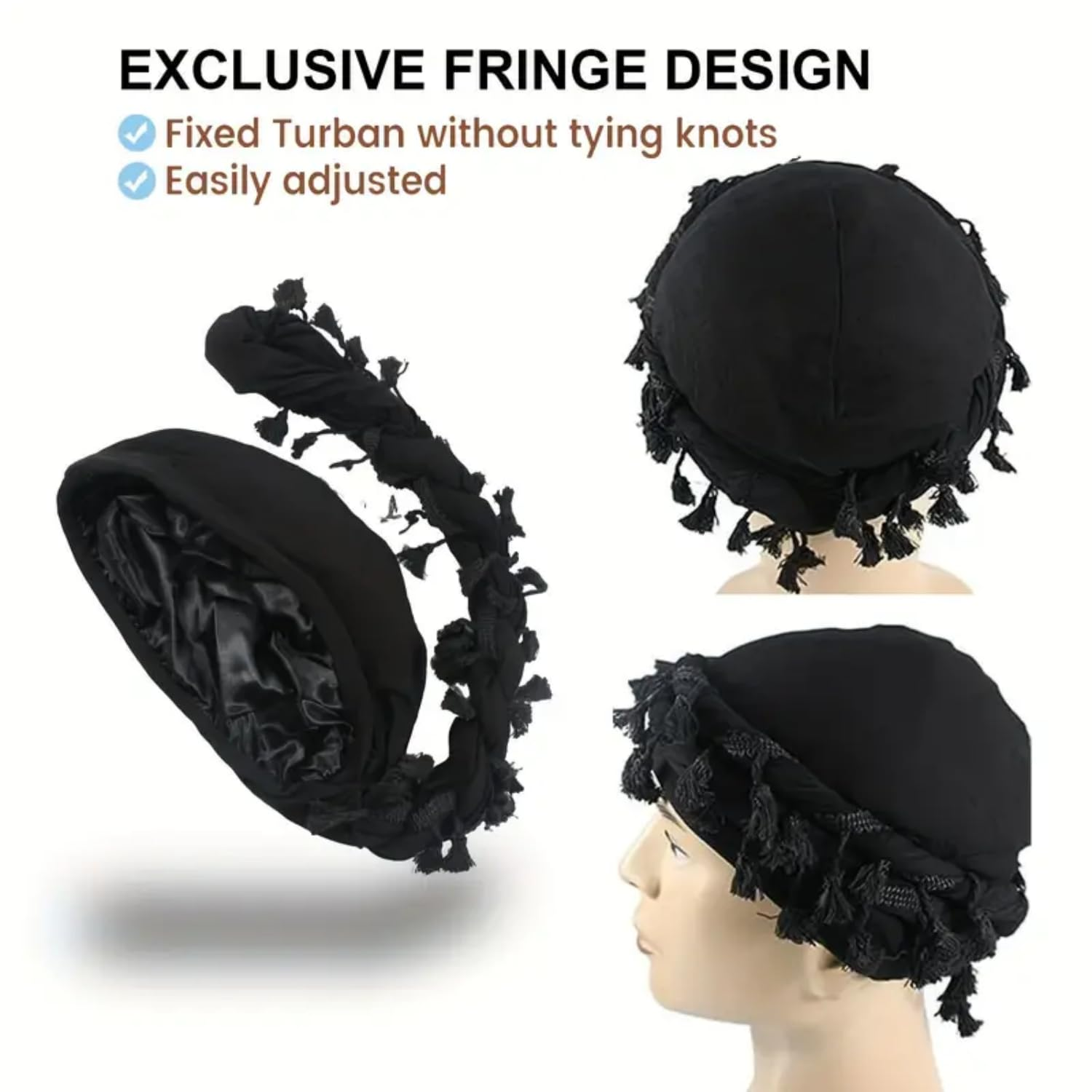 Automne hiver Turban pour hommes rue Vintage torsion bandeau Durag Satin doublé Halo Turban pour femmes Modal et Satin écharpe cravate