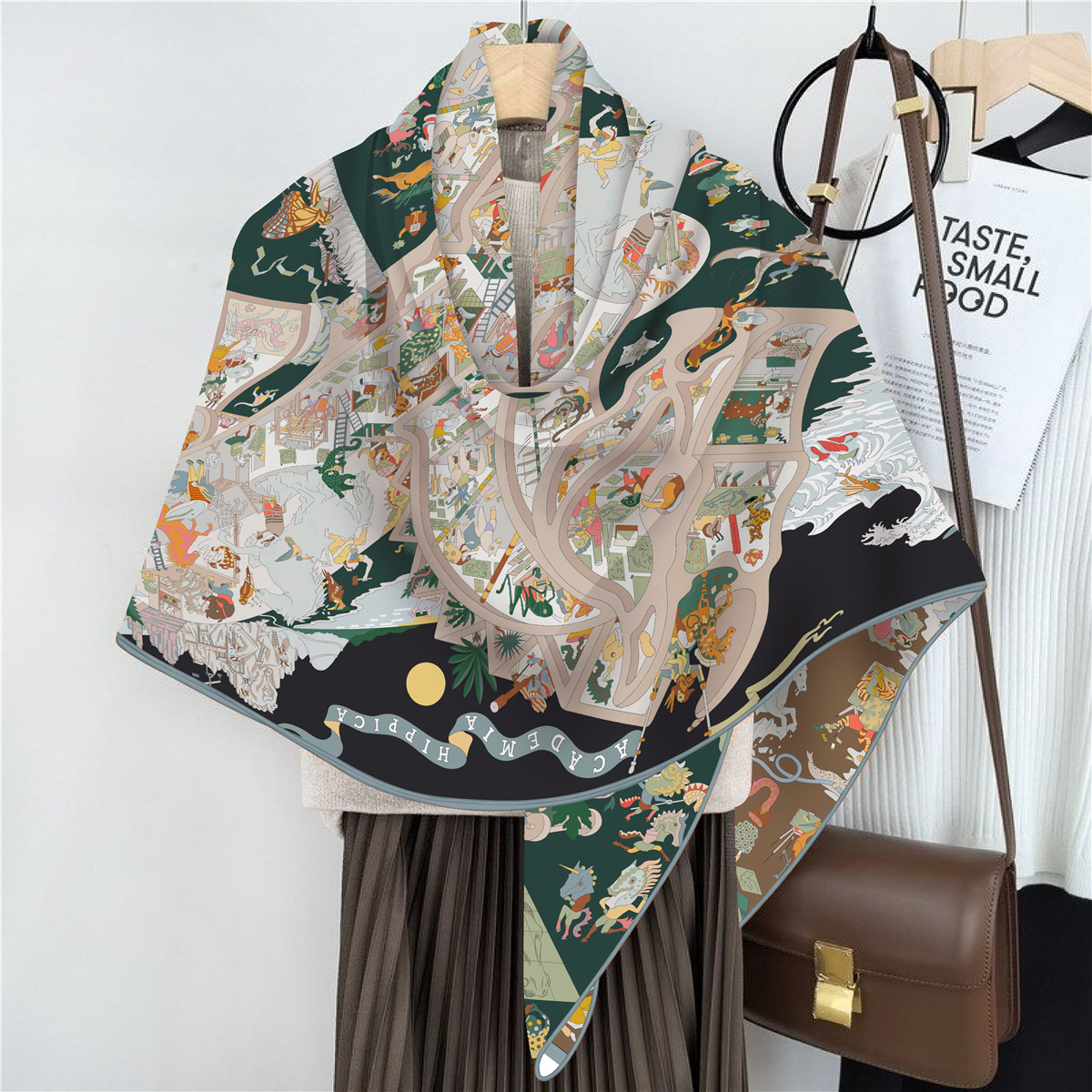 Écharpe en fausse soie et laine pour femmes, 110x110m, Chic, élégant, carré, luxe, cadeau de noël, d'anniversaire, fête, bureau, emballage quotidien