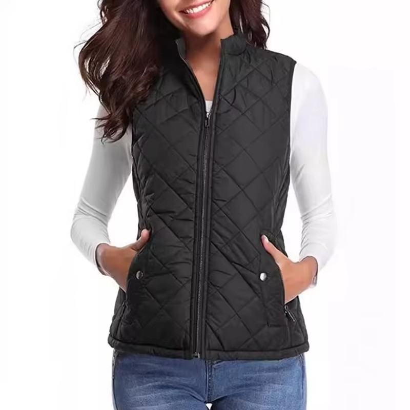 Gilet sans manches pour femme, veste matelassée en coton, gilet chaud, mode hiver, col montant, manteaux unisexes, vêtements décontractés