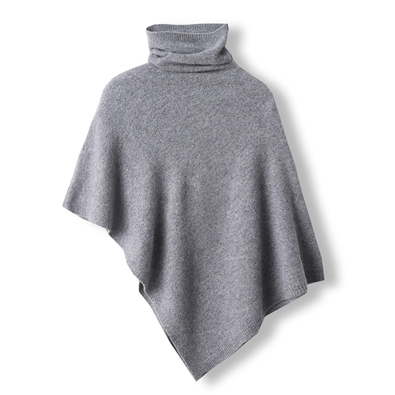 Cape châle en laine mérinos avec manches chauve-souris, pull à col roulé, pashmina, 100% laine, tout doux, chaud, Wollen irrégulier, Everak