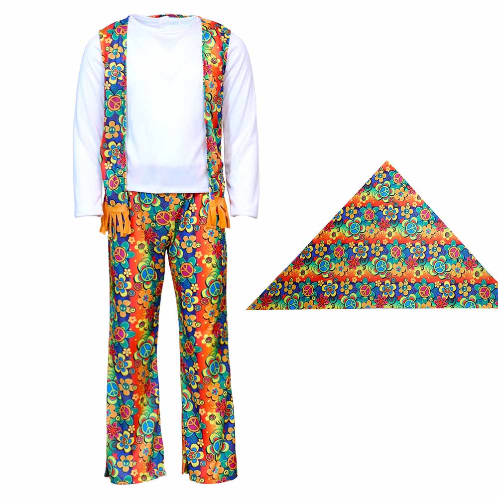 Tenue bohème hippie pour enfants, années 60, années 70, imprimé floral, costume de déguisement, costume d'Halloween pour jeux de rôle et fêtes