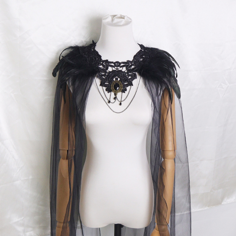 Cape en voile gothique en Tulle noir, accessoires pour femmes, Costume de Cosplay d'halloween accrocheur pour un usage quotidien
