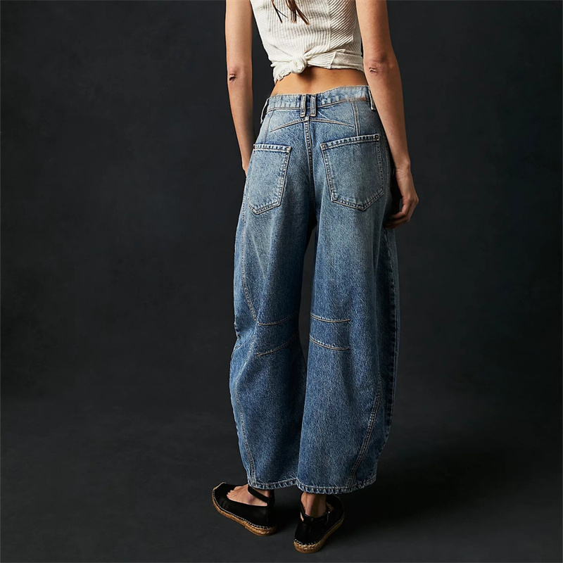Jean Vintage en Denim de Style Américain pour Femme, Pantalon Droit, Décontracté, Taille Moyenne