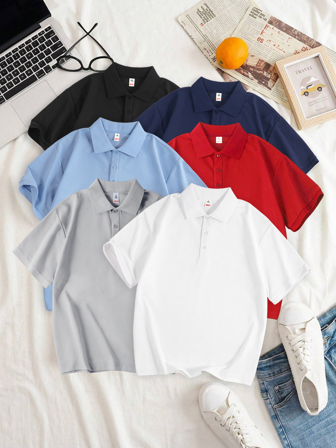 Polo d'été pour femmes, couleur unie, décontracté, sensation de fraîcheur, hauts antibactériens, respirant, manches courtes, revers, Slim Fit, vêtements 2025