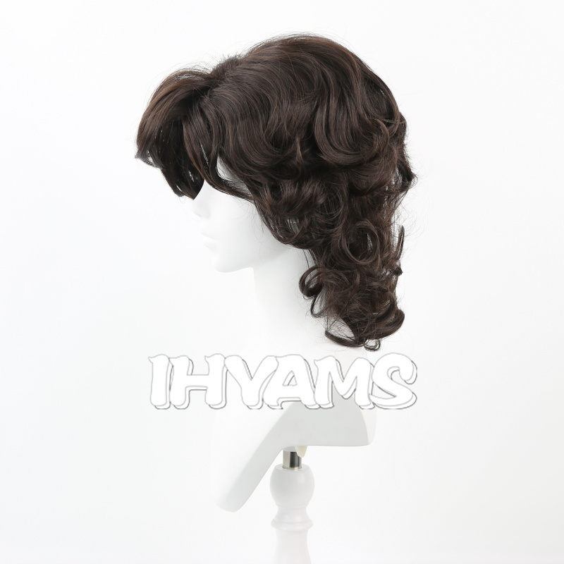Hip Hop Cool mulet cheveux marron court mulet Cosplay perruques queue de loup coiffure bouclés synthétique fibre résistante à la chaleur