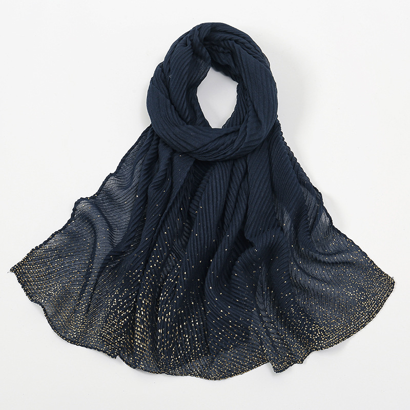 Lurex-Châle en Viscose à Paillettes Dorées pour Femme, Écharpe Triangle Déformable, Design Bassic, Bande de Sauna Brillante, Hijab Musulman Solide Rond