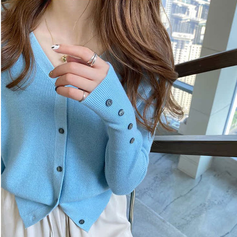2025 automne et hiver pull décontracté col en V femmes mode coréenne hauts à manches longues solide basique tricoté Cardigan femme