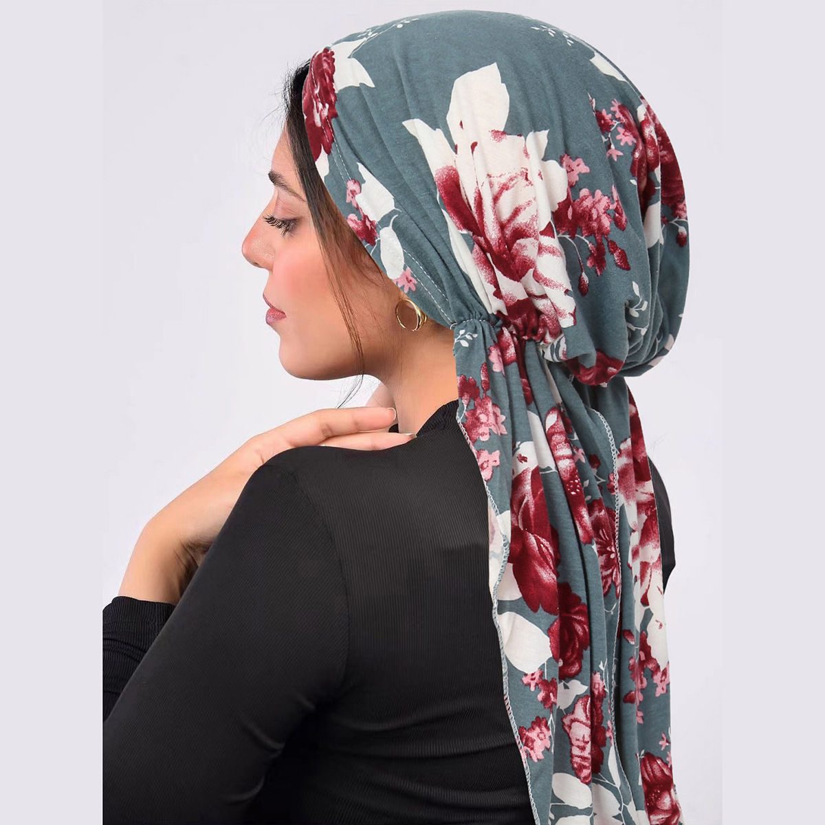 Bonnet turban à longue queue élastique pour femmes musulmanes, bonnets à tête ronde, coiffure imprimée, bonnet doux, Hijab musulman, Ramadan, mode, portable