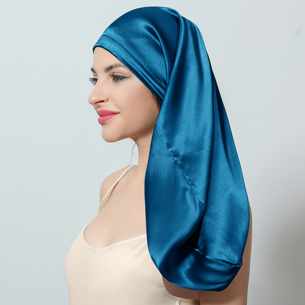 InjSleeping Hair Cap for Women, Long Hair, Night Sleep Cover for Hair Care, 16 Momme, 100%