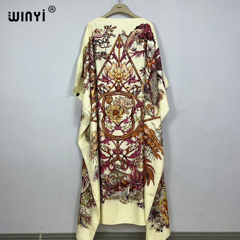 WINYI-Robe de plage imprimée de haute qualité pour femmes, vêtements africains élégants, tenue de soirée, robe musulmane