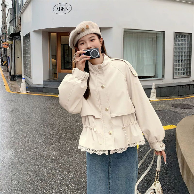 Nouvelle collection automne 2026 : Blouson coupe-vent court haut de gamme style coréen pour femme – Manteau trench décontracté et polyvalent pour femme