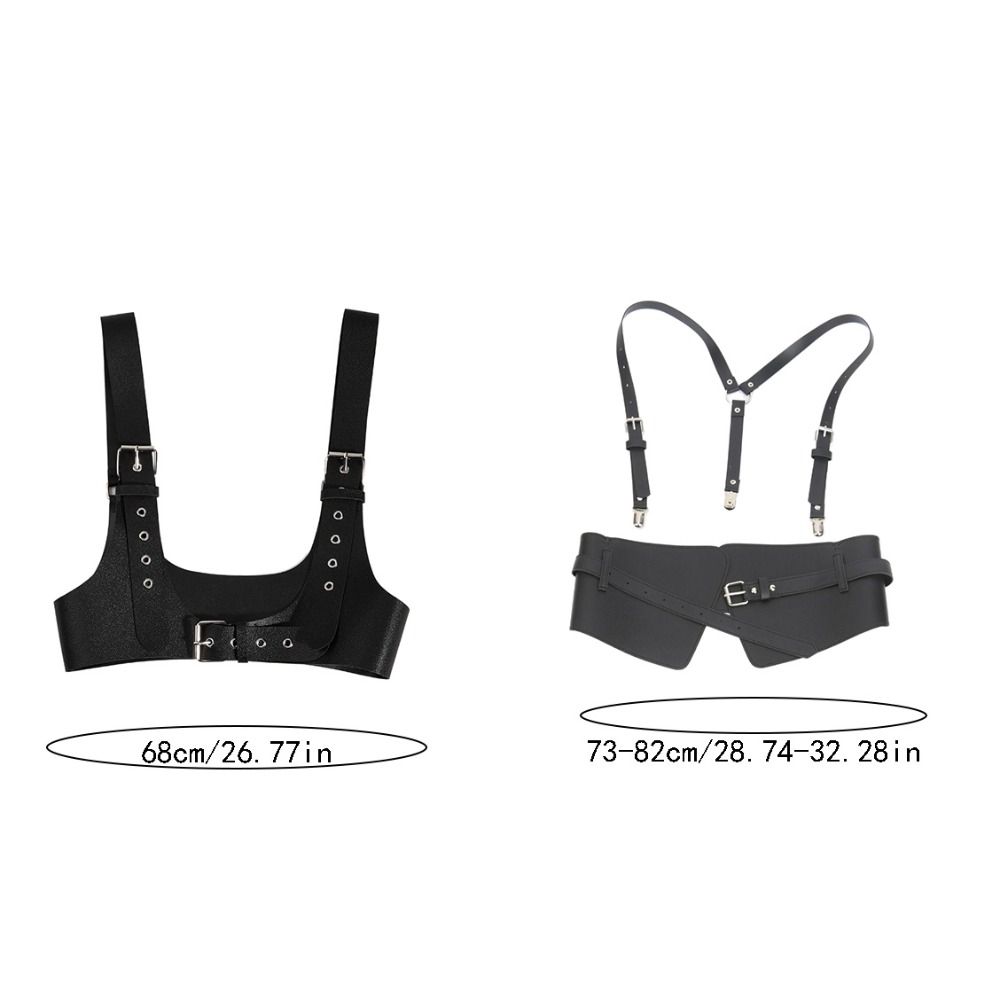 Ceinture Corset en cuir U, harnais, Style de rue, large ceinture Punk, poitrine, réglable, bretelles gothiques en cuir