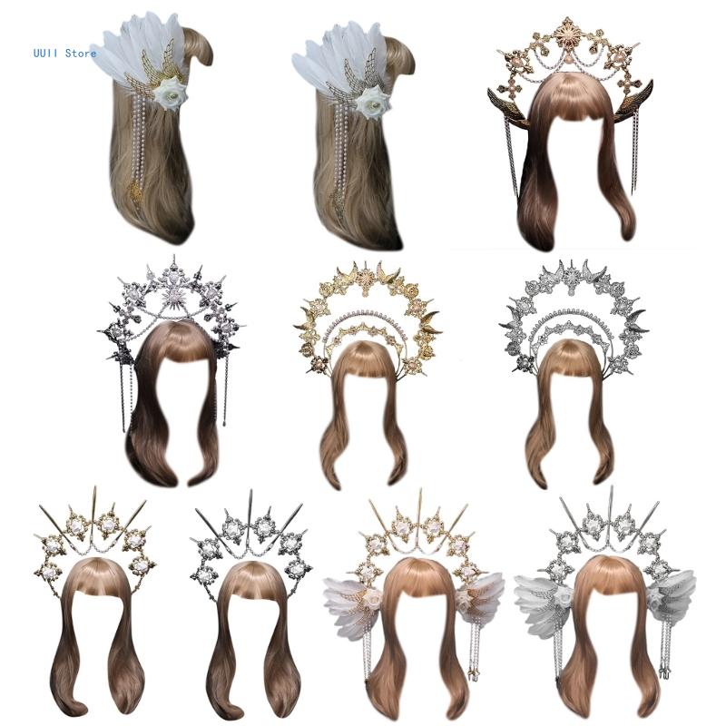Couronne de fleurs , cerceau pour cheveux, accessoires de cheveux Vintage pour spectacle, bandeau de mariage Baroque, Photo