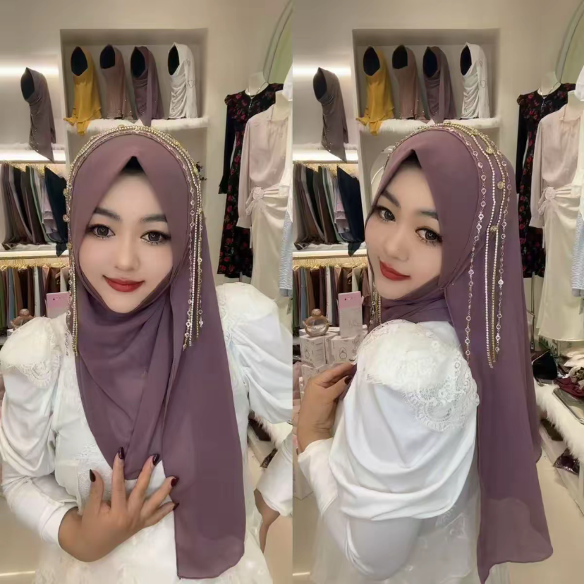 Foulards Hijabi instantanés à pampilles pour filles musulmanes, à la mode, 2026
