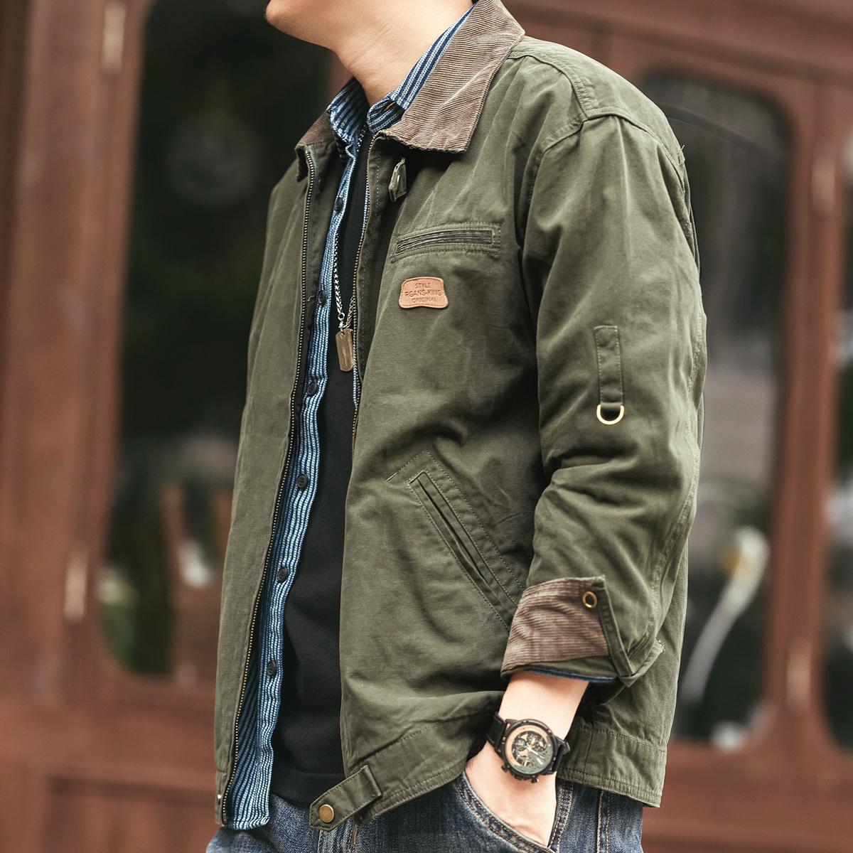 American RapRetro-Veste d'outillage à manches longues pour hommes, manteau d'automne pour hommes, chemise d'extérieur décontractée pour la chasse Tough Guy