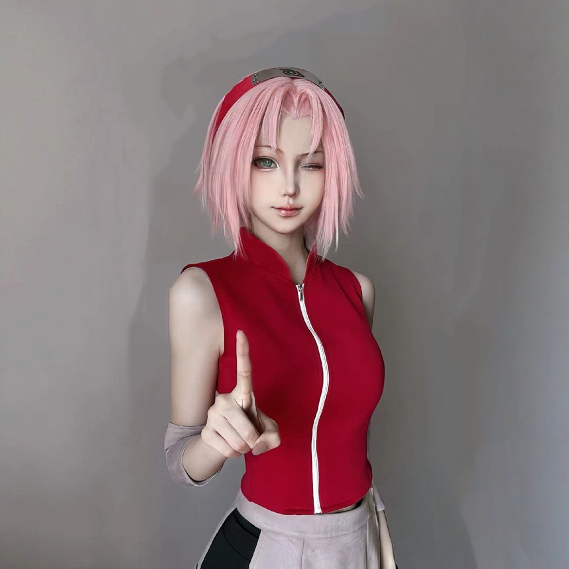 Costume de Cosplay Anime Haruno Sakura, ensemble haut et short, pochette pour gants, accessoires, uniforme, vêtements d'halloween
