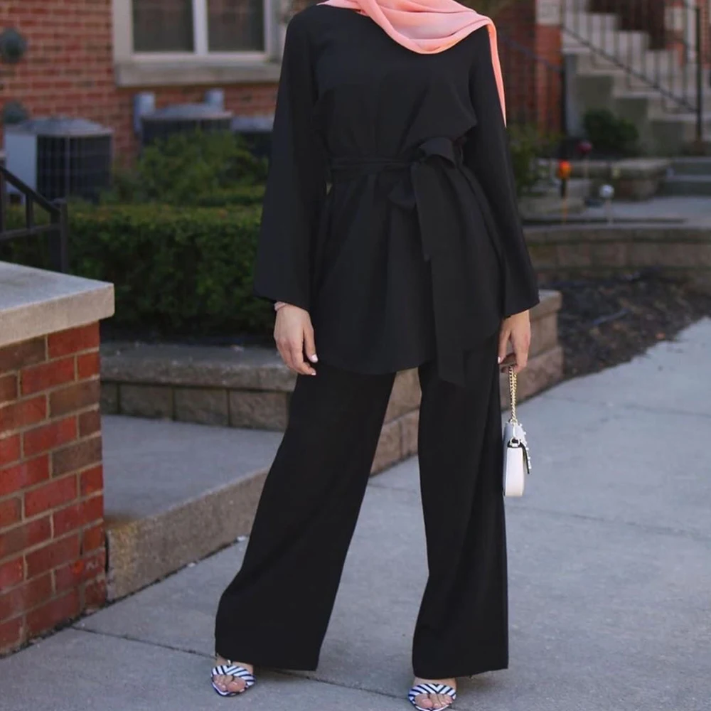 Abaya-Robe Deux Pièces pour Femme Musulmane, Kimono Turc, Pantalon en Y, Hijab, Caftan de Dubaï, Kaftan, Vêtements Islamiques à la Mode
