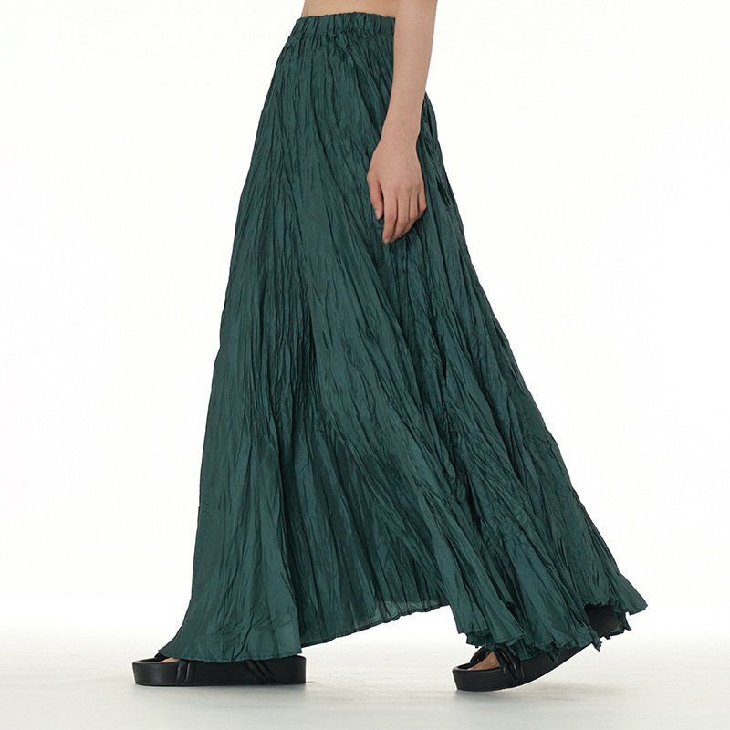 Jupes drapées froissées pour femmes, taille élastique, grand ourlet, jupes longues, parapluie, streetwear féminin, été, élégant, grande taille