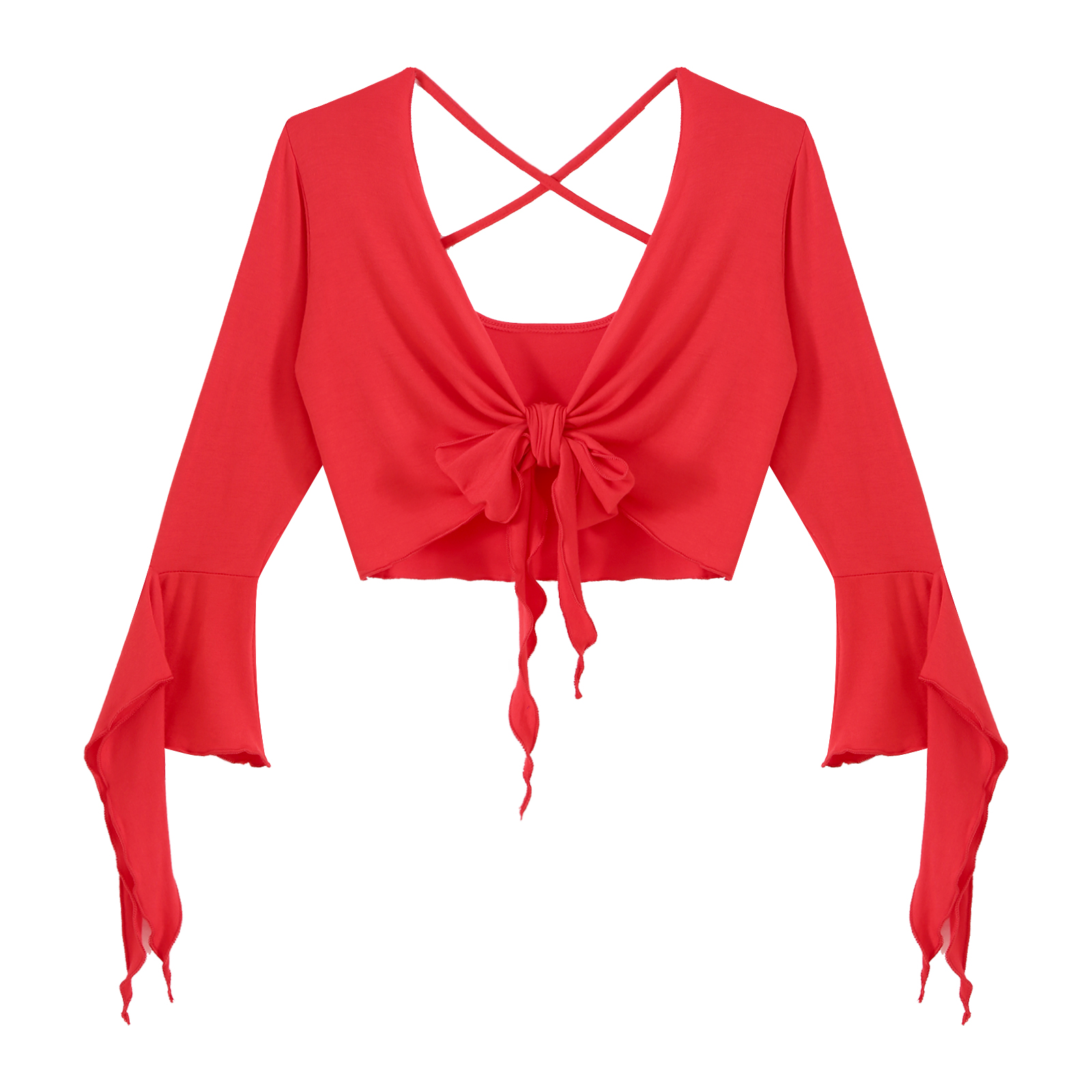 Haut de danse du ventre sexy pour femmes, col en V, manches évasées, bandage découpé, entraînement financier, vêtements de danse indienne, olympiques