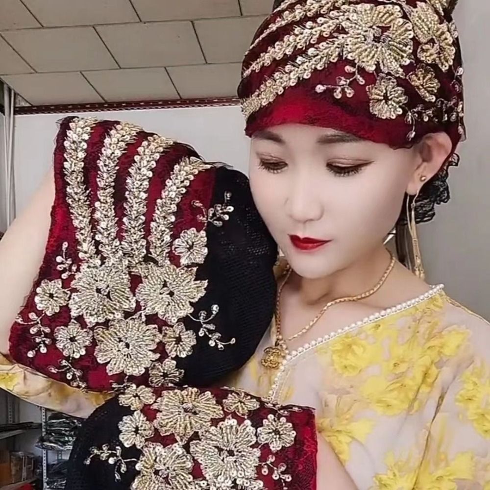 Foulard extensible en dentelle, turban, chapeau, fleur, strass, écharpe fine d'été, foulard intégral à capuche, sous-foulard islamique pour femme