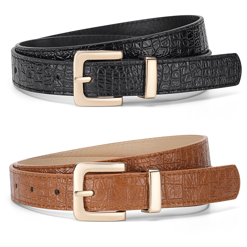 Nouvelle ceinture tendance pour femme, ceinture en cuir polyvalente à boucle ardillon pour femme, ceinture décorative simple pour pantalon