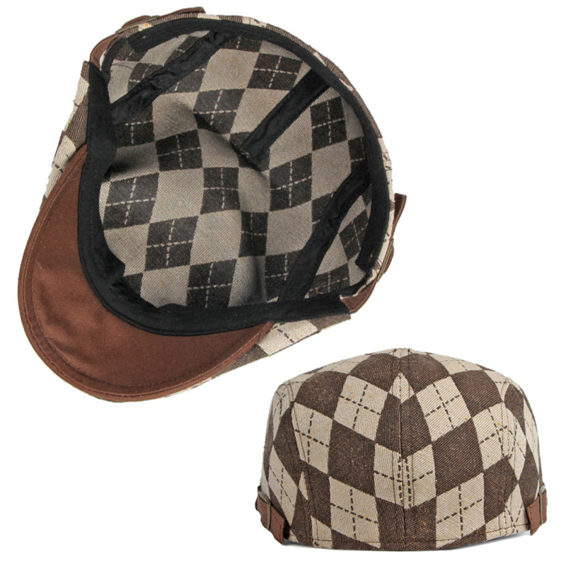 Béret rétro à carreaux pour hommes et femmes, casquette à chevrons, casquette à visière plate, vêtements quotidiens, pare-soleil, chapeau de conduite pour taxis, printemps automne