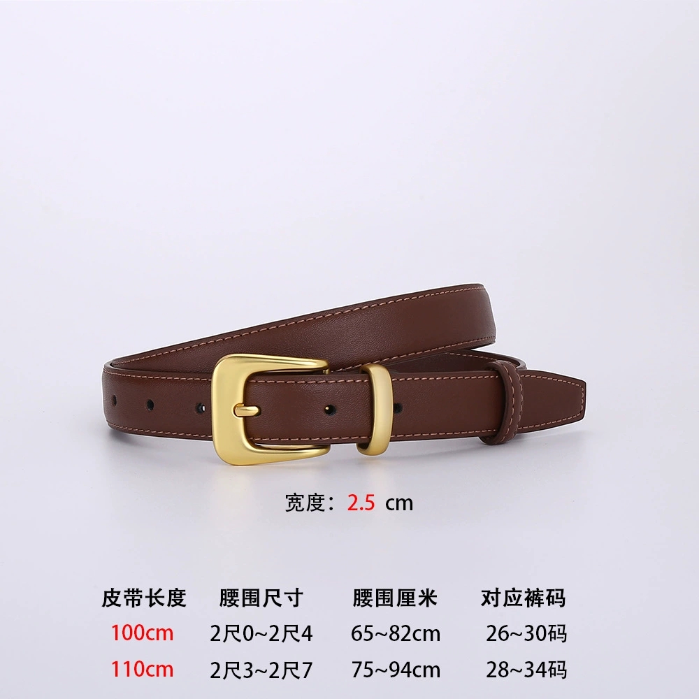 Ceinture en cuir de vachette pour femme, ceinture de taille tendance style coréen, accessoire de vêtement décoratif pour jeans d'étudiante, ceinture fine en cuir pour femme