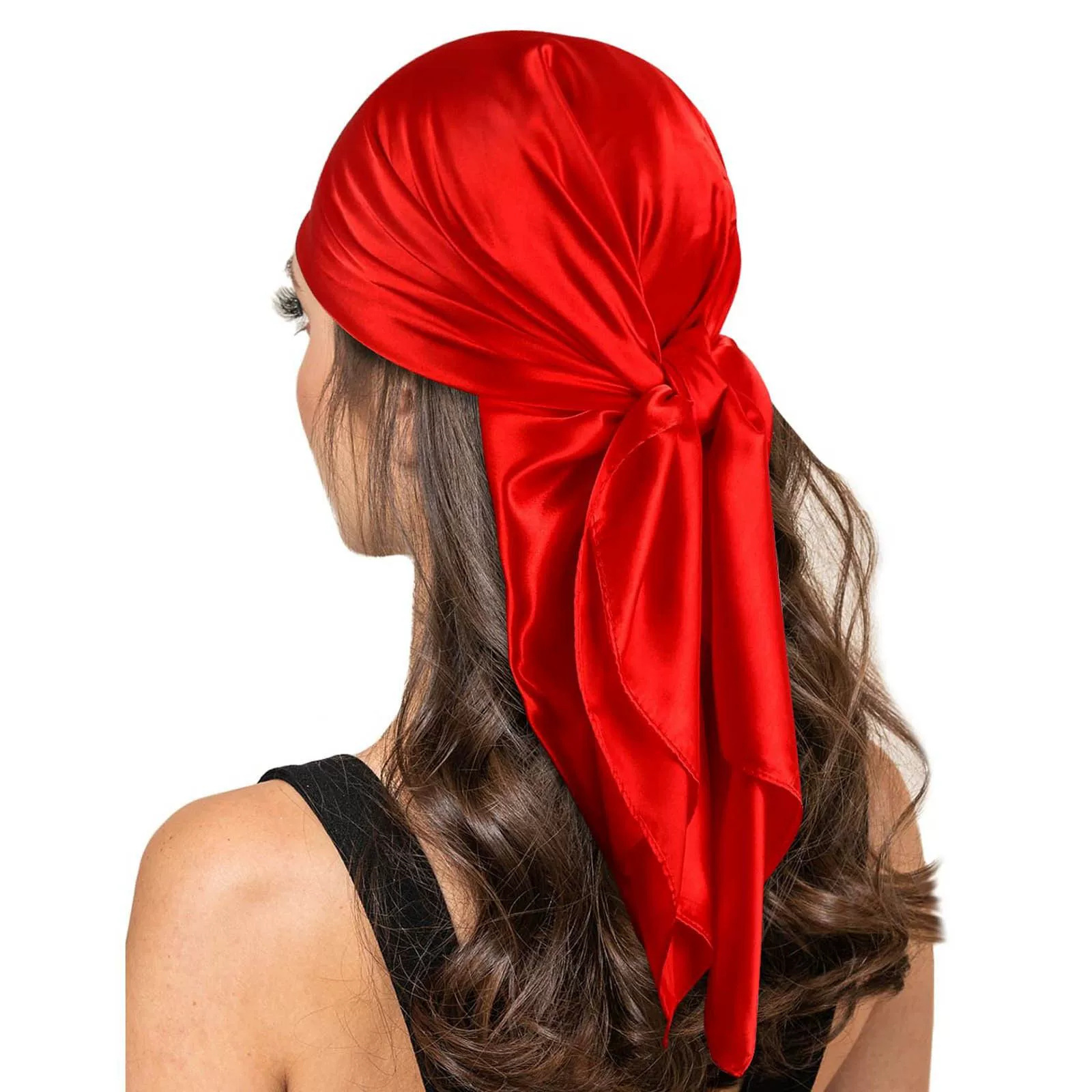 90*90 cm Foulard en soie Scarftop chapeaux pour Femme mode quatre saisons cheveux accessoires Hijab Foulard Bandana Femme Foulard