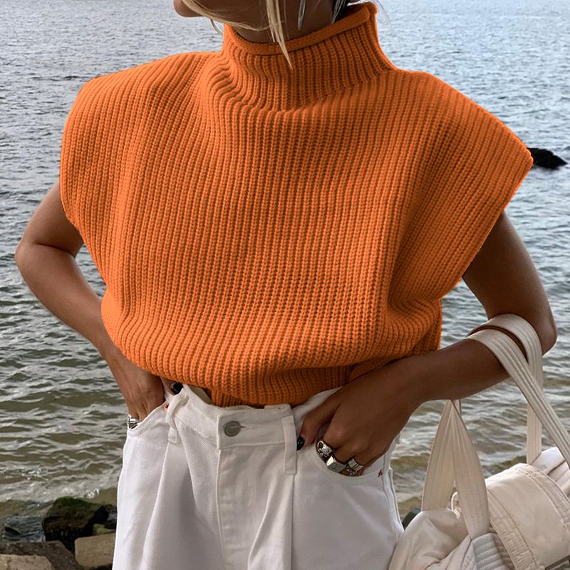 Débardeur tricoté à col roulé pour femmes, doux, chaud, intérieur moelleux, Sexy, Chic, Style coréen, paresseux, confortable, Simple, mode Y2k pour filles, automne hiver